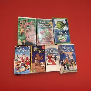 Christmas VHS Lot 7 Movies Disney Grinch A Christmas Story White Christmas